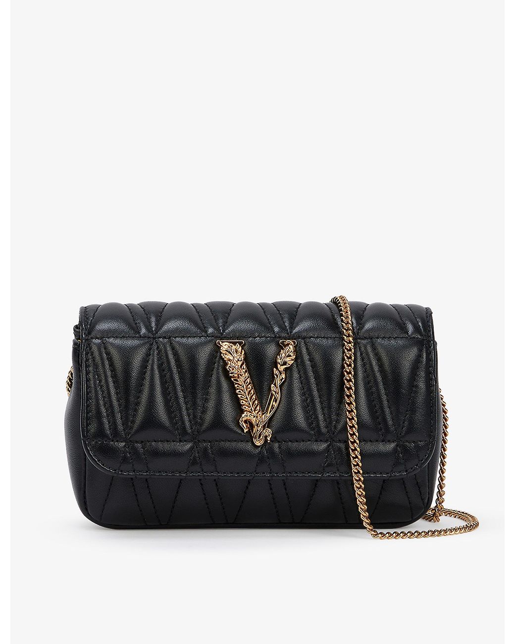 Versace Virtus Mini Leather Crossbody Bag in Black Lyst