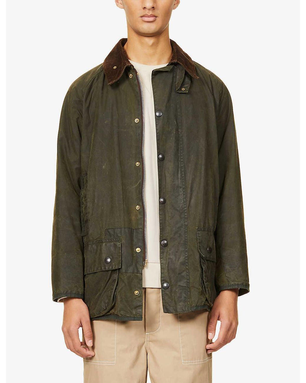 Barbour Re-loved Waxed Cotton Jacket in Green for Men | Lyst