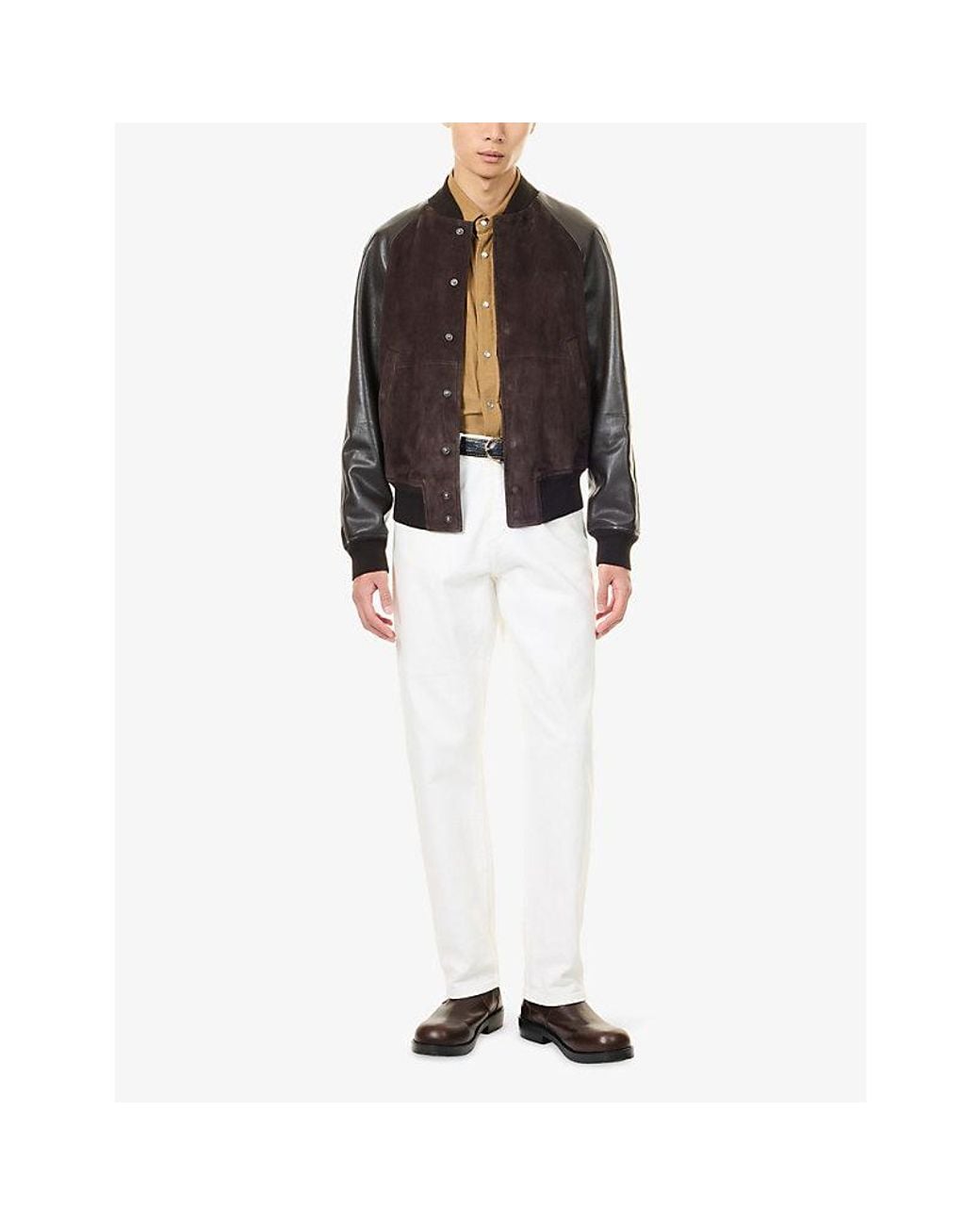 Tom Ford Black Soft Suede And Leather Bomber Jacket for men