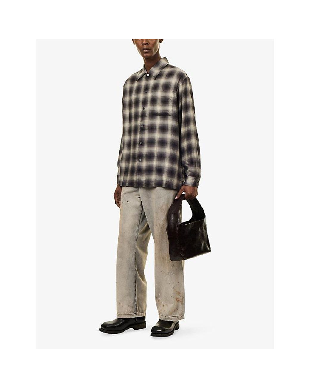 Our Legacy Gray Every Shirt Check Woven Shirt for men