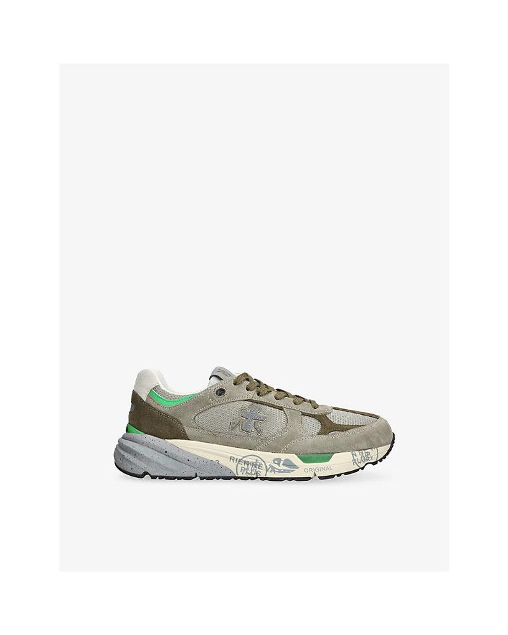 Premiata Green Mase Suede And Mesh Trainers for men