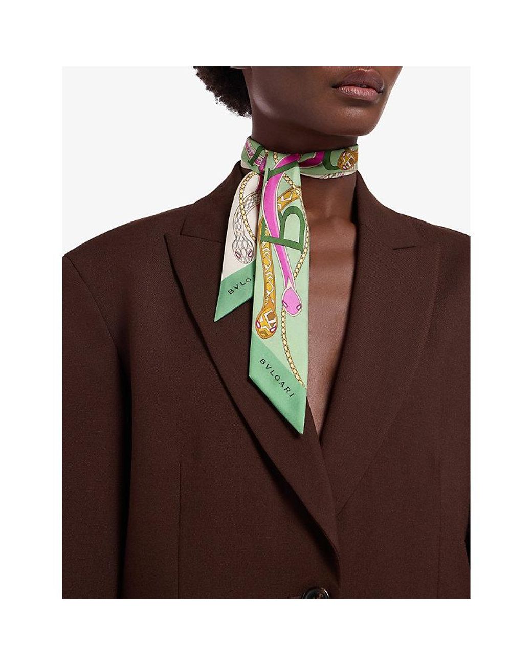 BVLGARI Green Serpenti 75 Mini Shelley Silk-Twill Scarf