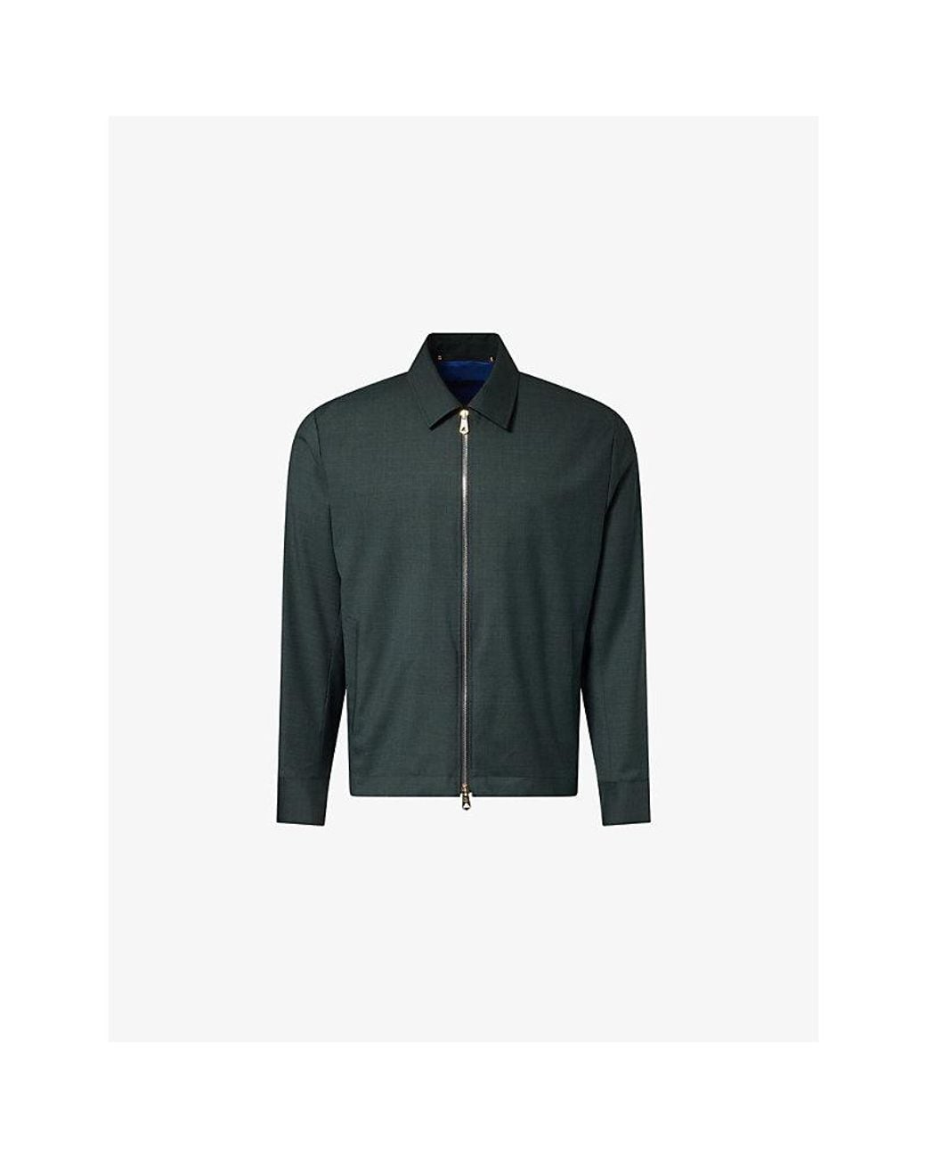 Paul Smith Blue Long-Sleeve Collared Wool Jacket for men