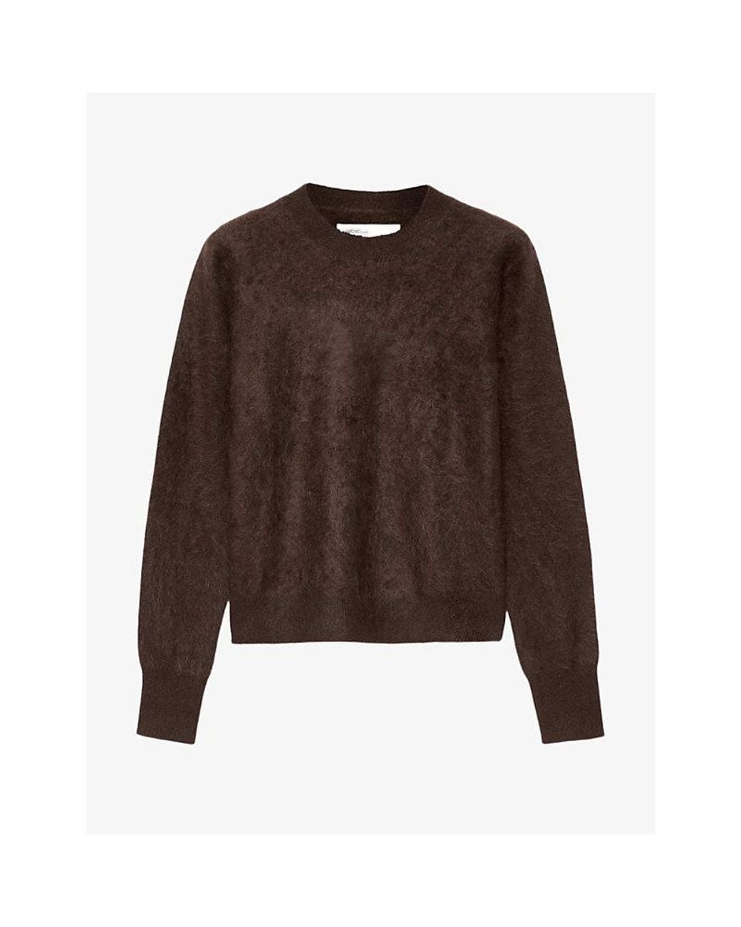 AllSaints Brown Ada Cropped Round-Neck Cashmere Jumper