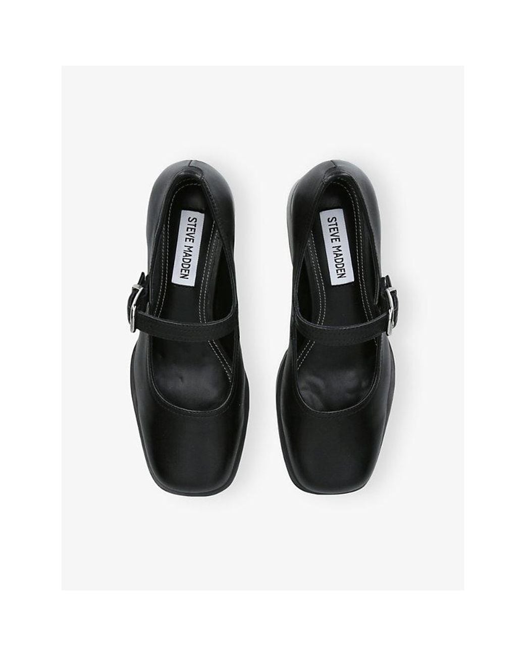 Steve Madden Black Lisbon Leather Mary-Jane Courts