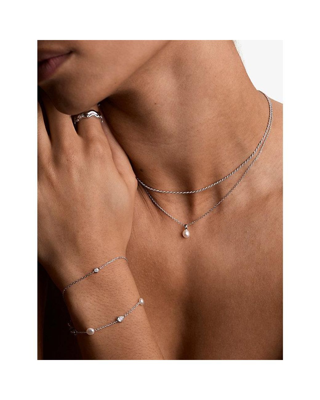 Astrid & Miyu White Cultured Pearl-Plated Sterling Pendant Necklace