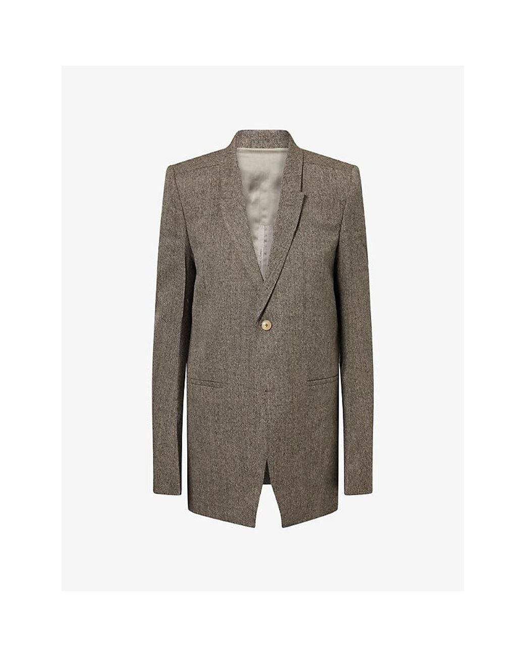 Rick Owens Brown Concordian Peak-Lapel Wool Blazer