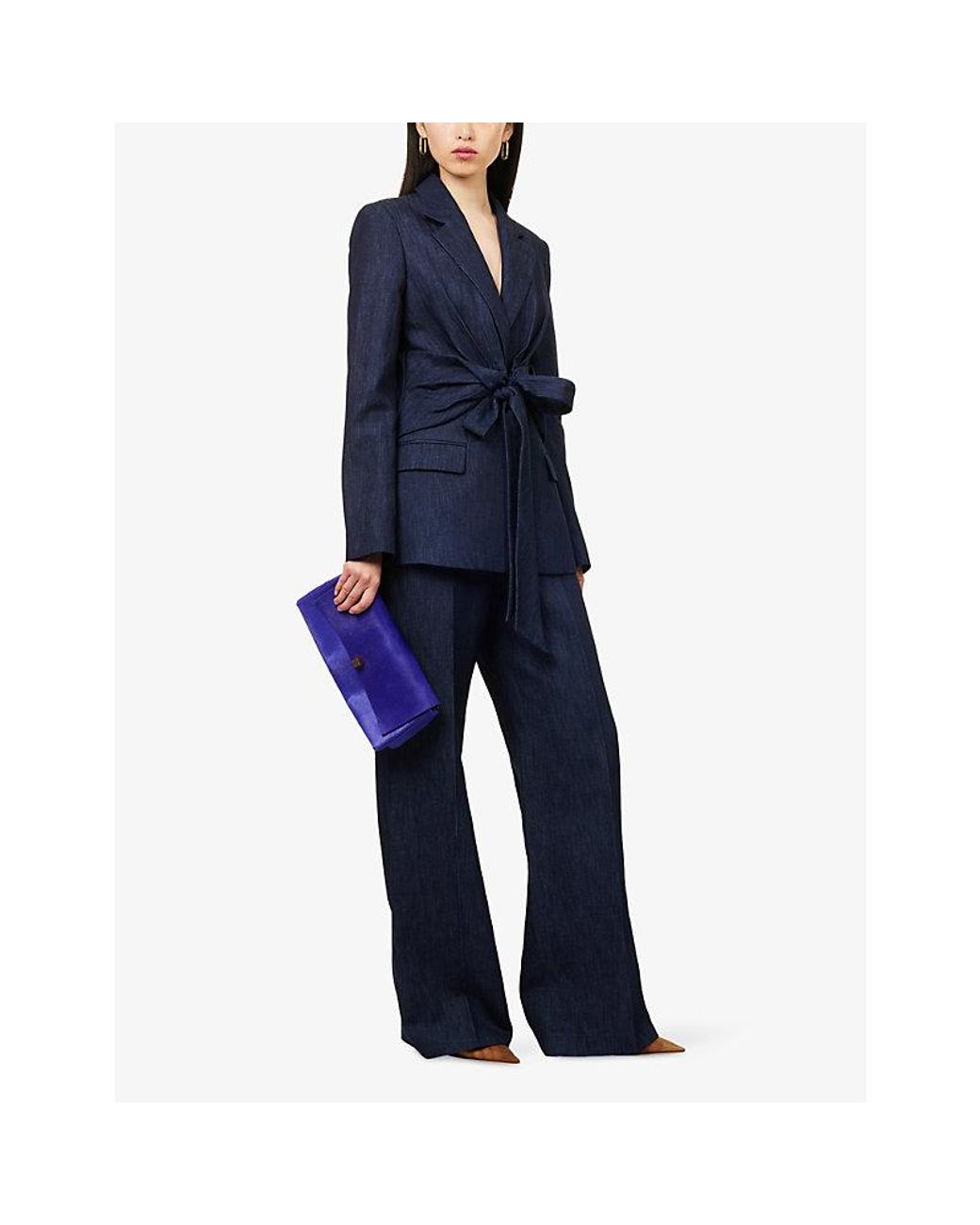 Gabriela Hearst Blue Grant Knotted Cotton-And-Linen Blazer