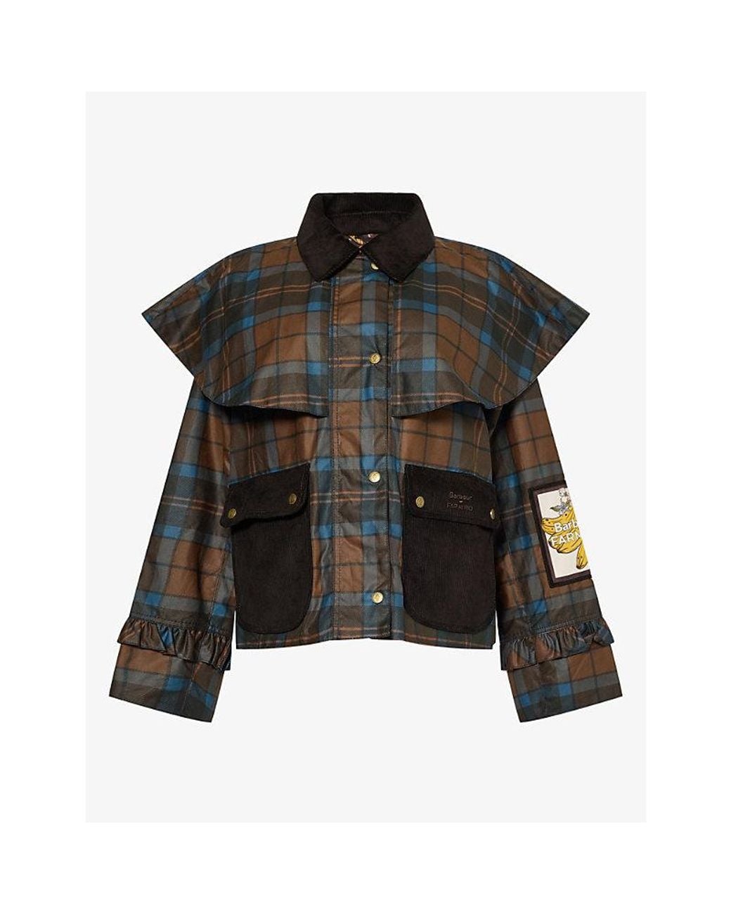Barbour Black X Farm Rio Angelina Check-Print Cotton Jacket