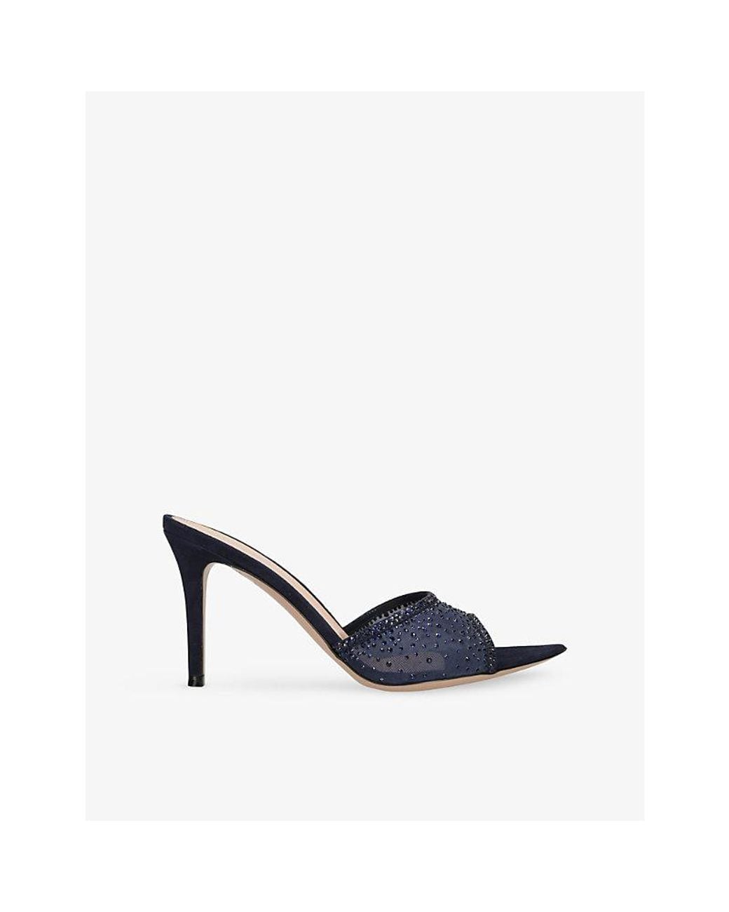 Gianvito Rossi Blue Rania 85 Suede Mules