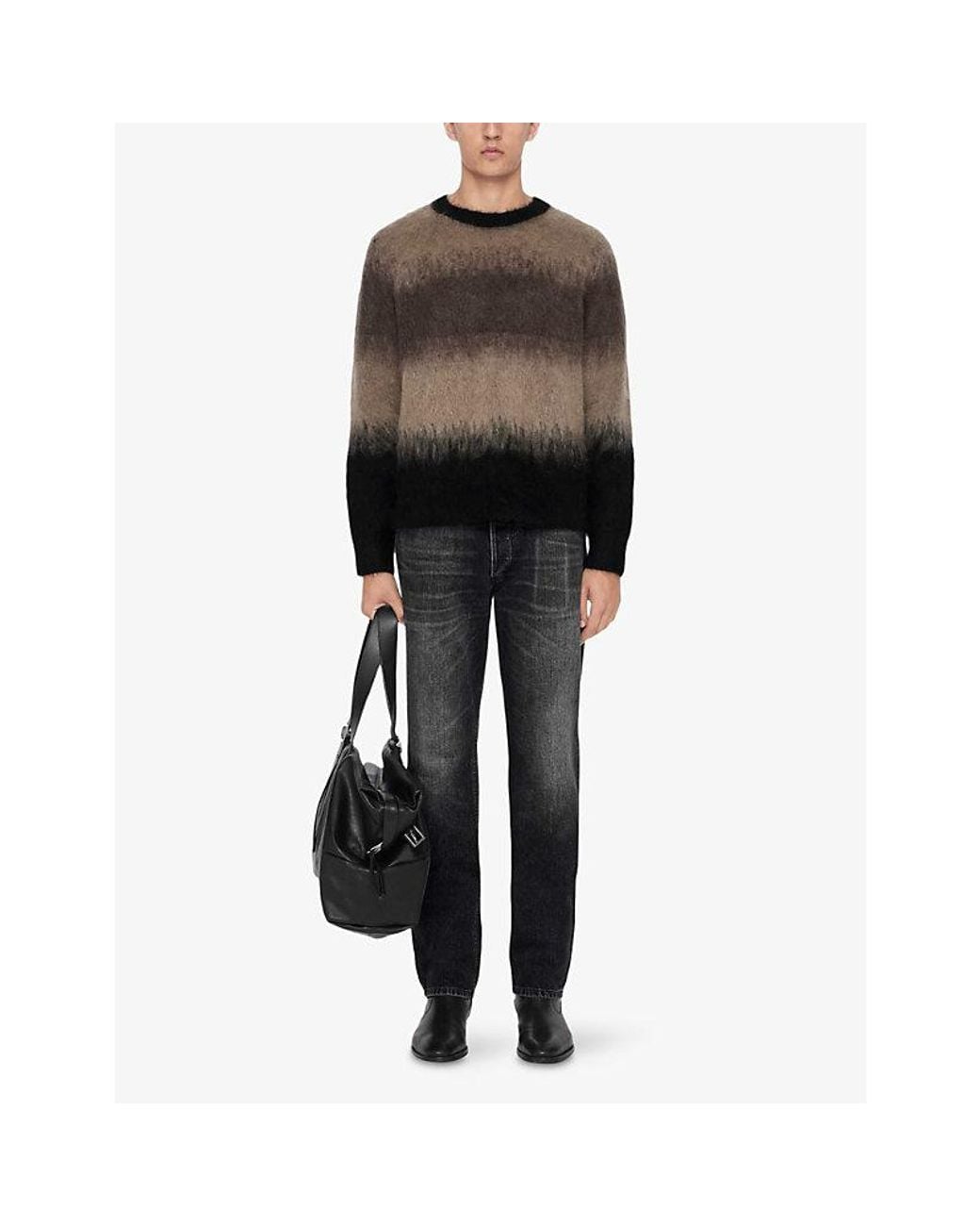 AllSaints Brown Storm Striped Wool-Blend Jumper for men