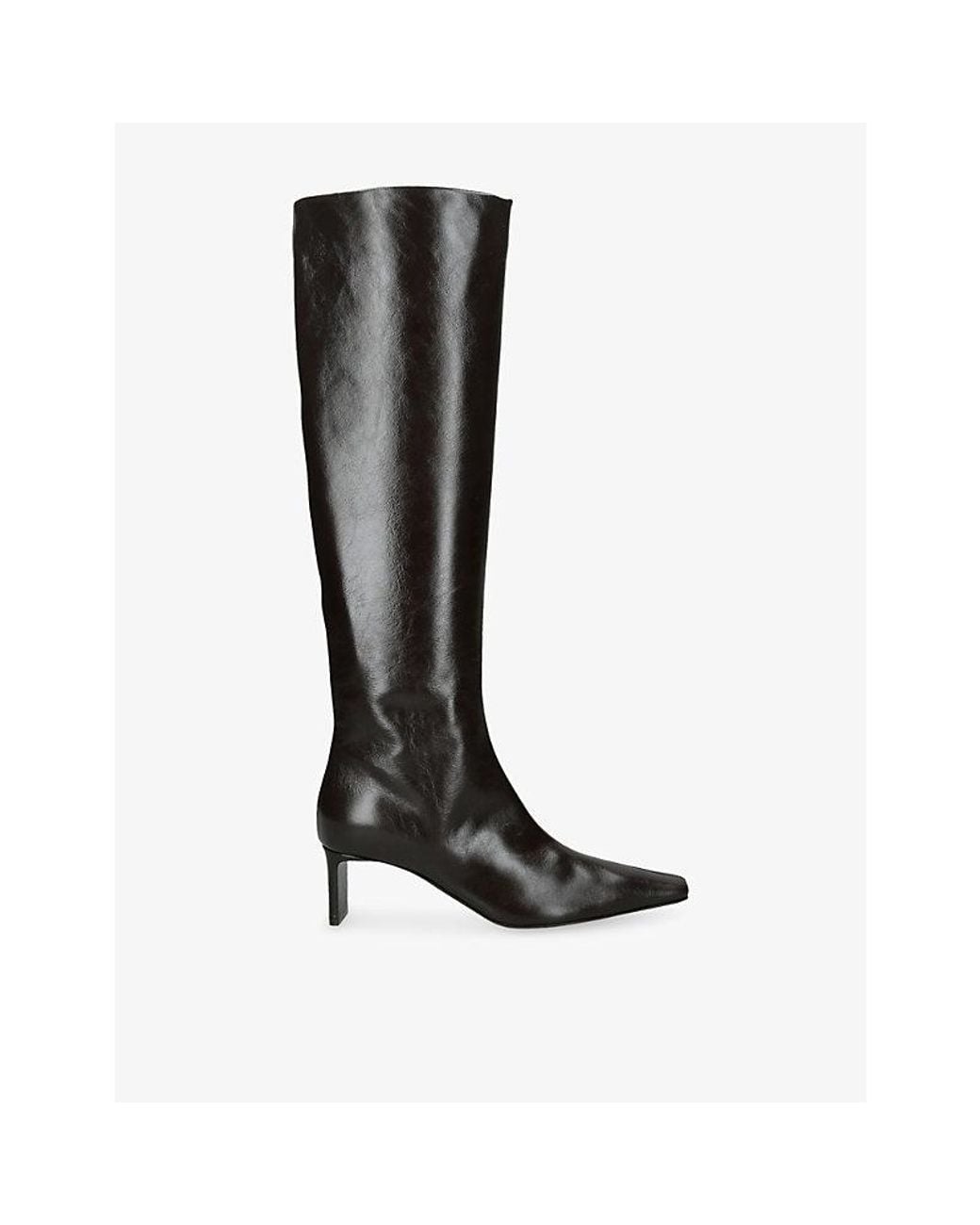 Khaite Black Ona 55 Leather Heeled Knee-High Boots