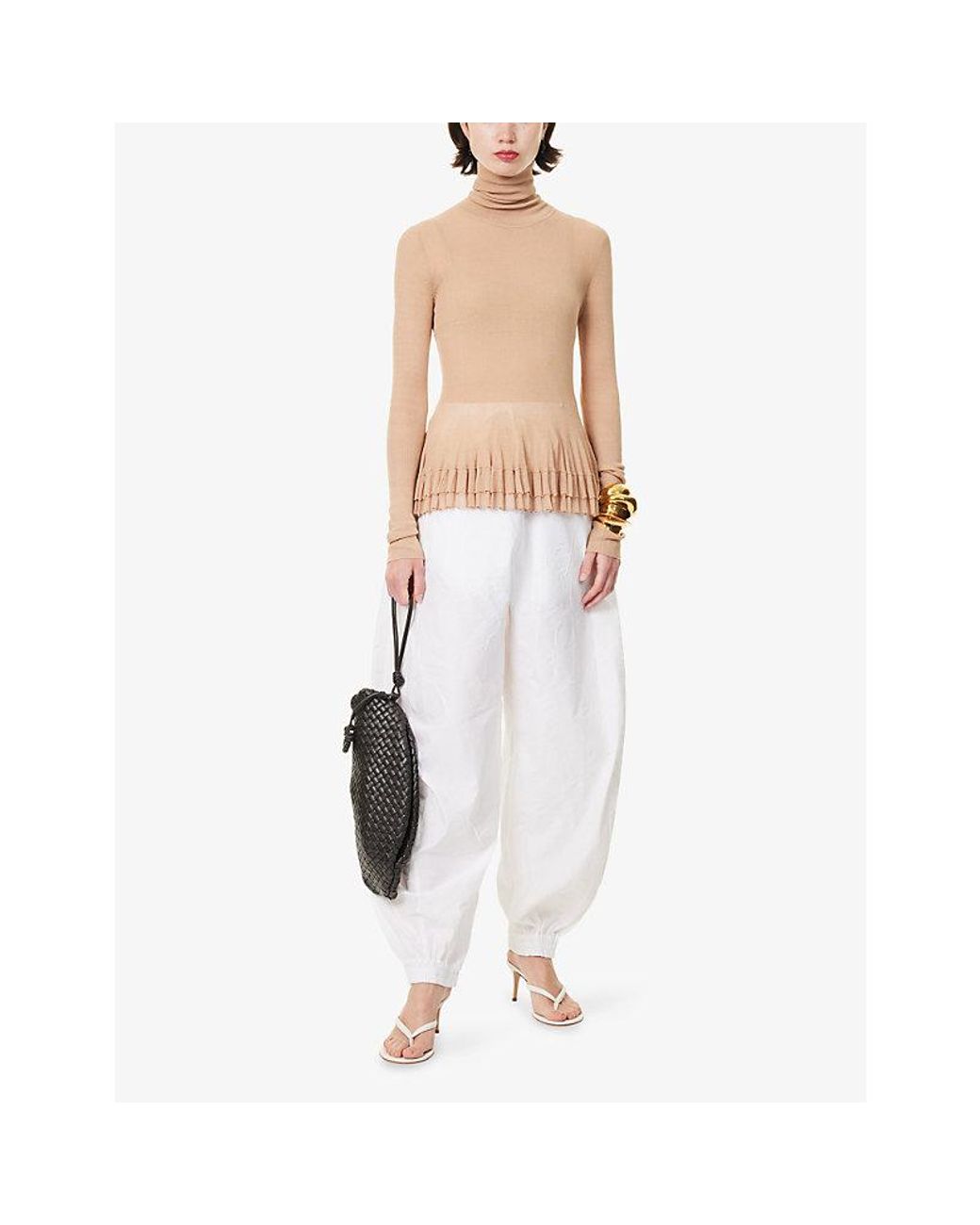 Ashlyn Natural Merritt Turtleneck Knitted Top