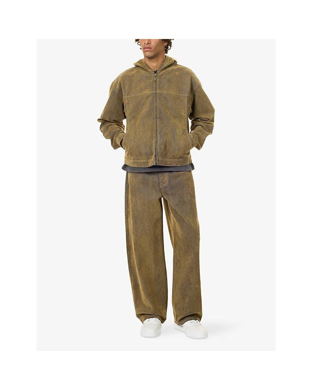 Daily Paper Green Velvet Shield Hooded Denim Jacket for men