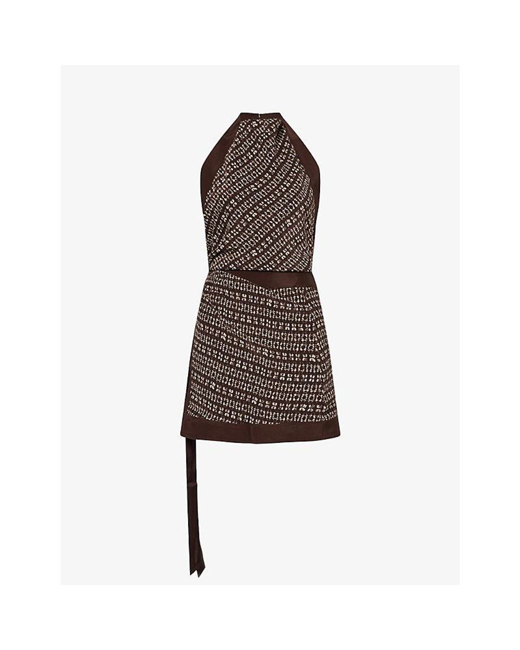 Sir Brown Astrid Halter Woven Mini Dress