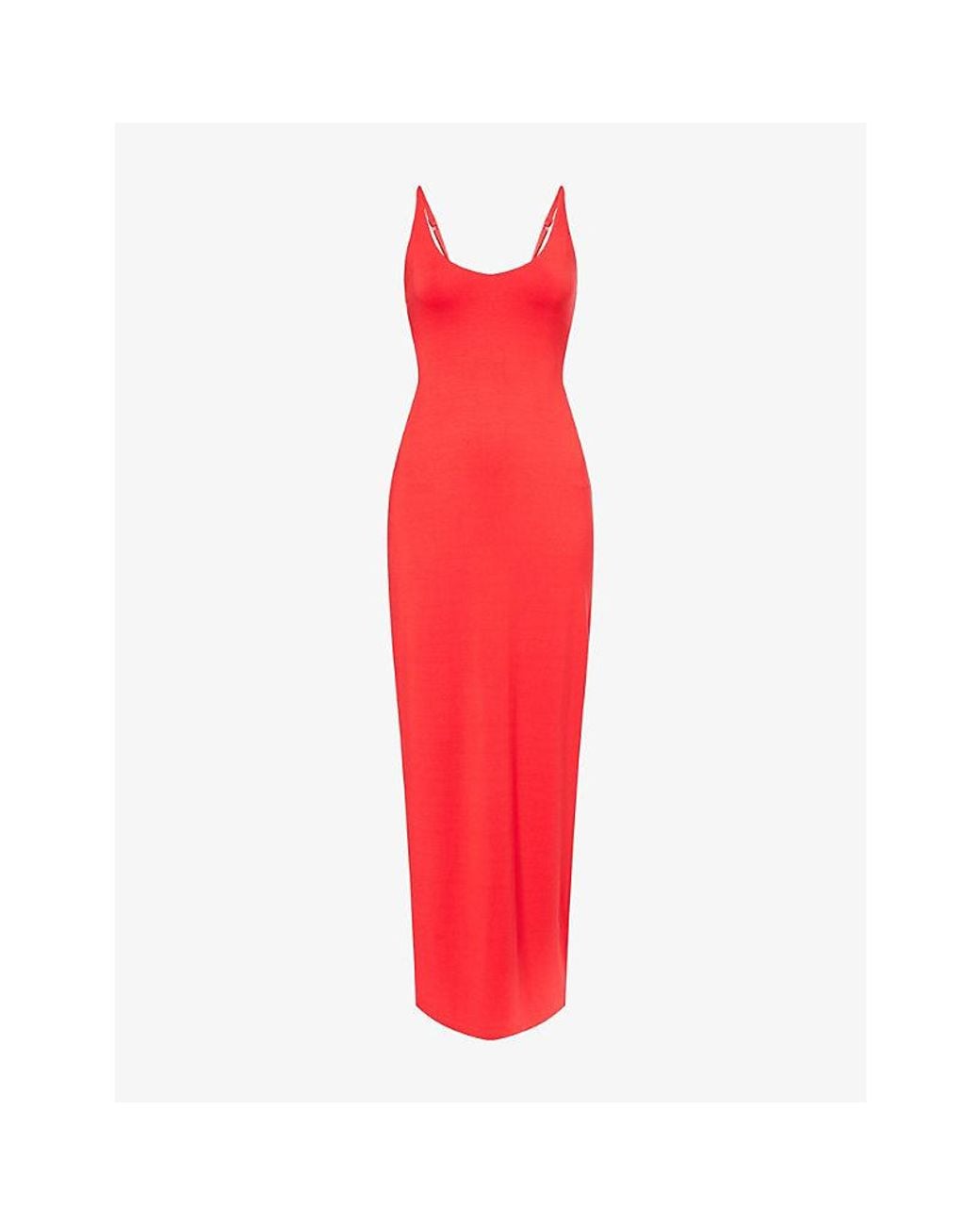 Skims Red Smooth Layer Scoop Neck Stretch-Modal Maxi Dress