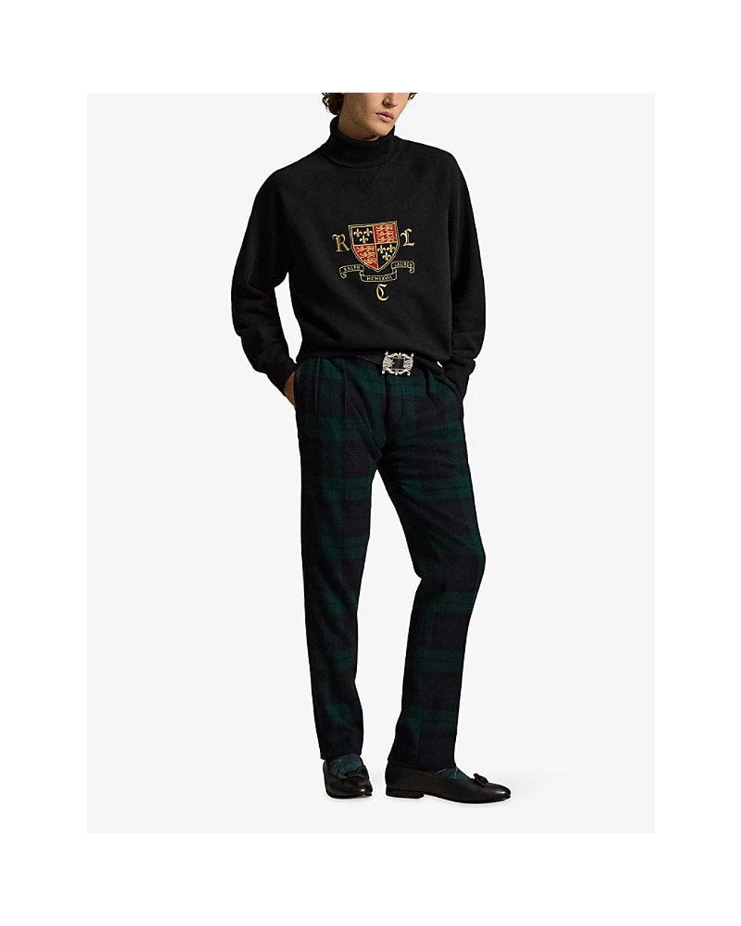 Polo Ralph Lauren Black Logo-Embroidered Turtle-Neck Cotton-Jersey Sweatshirt for men