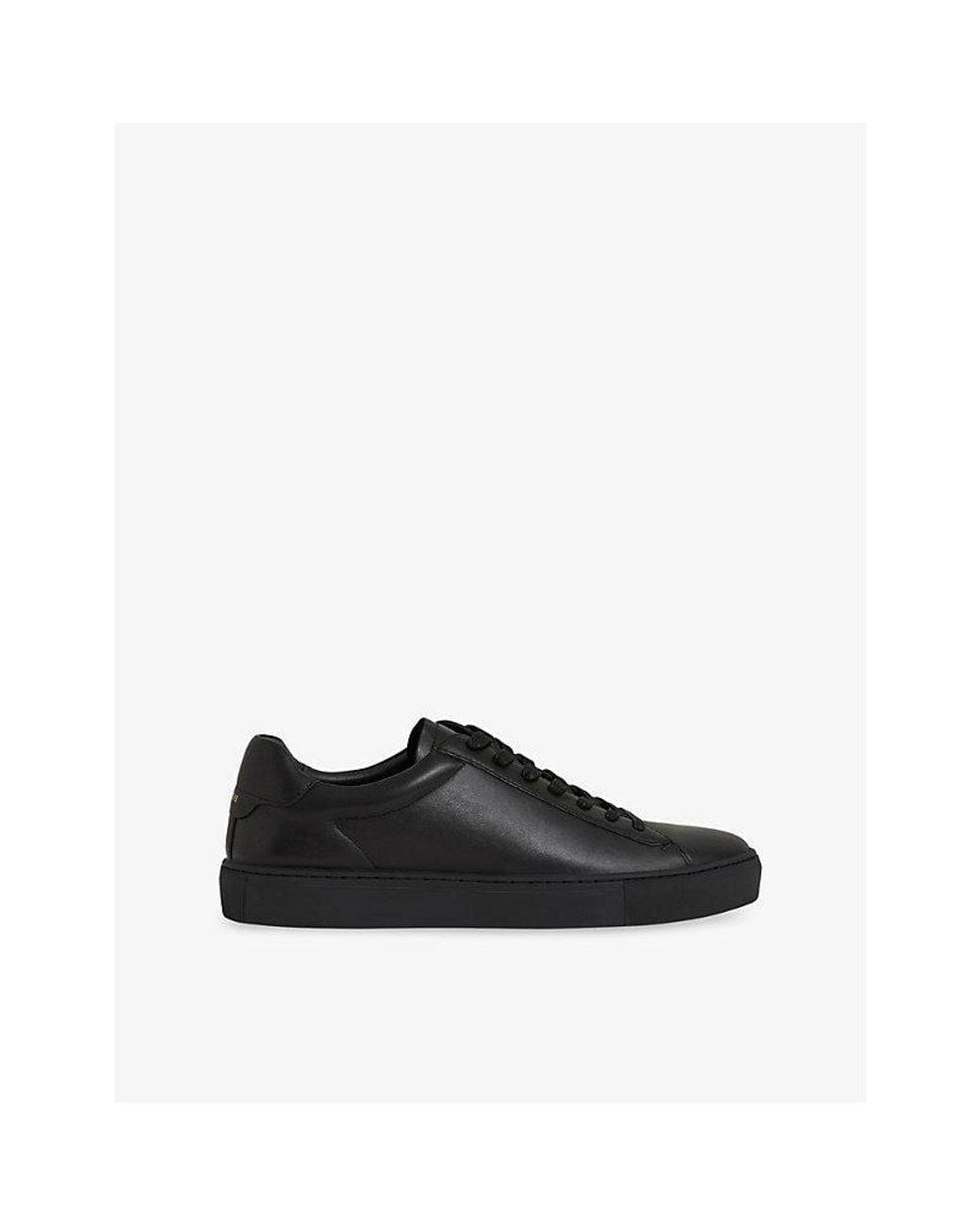 Reiss Black Finley Leather Trainers for men