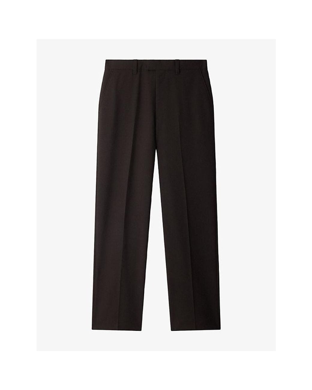 Sandro Black Straight-Leg Regular-Fit Wool Trousers for men