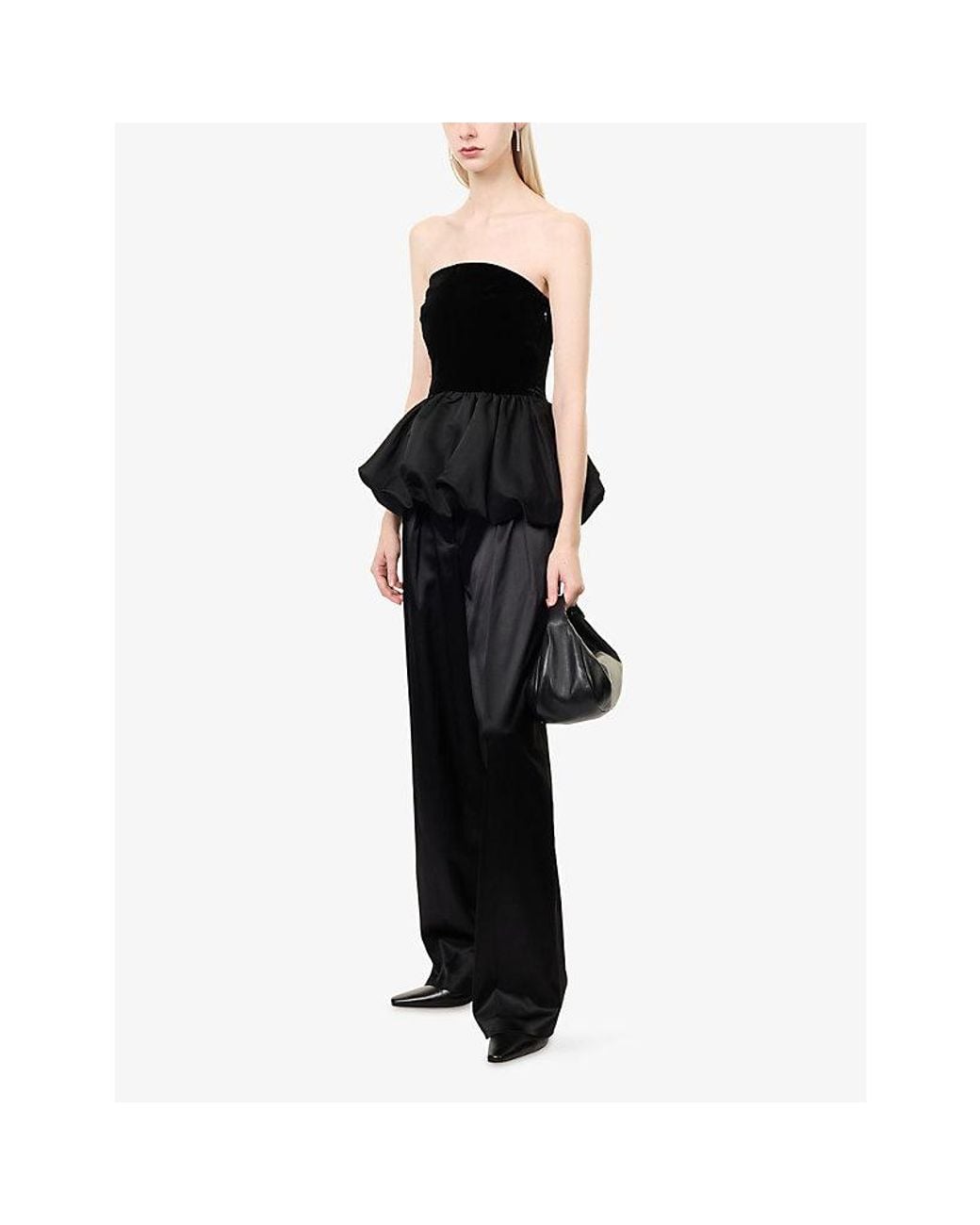 4th & Reckless Black Luxley Velvet Peplum Top