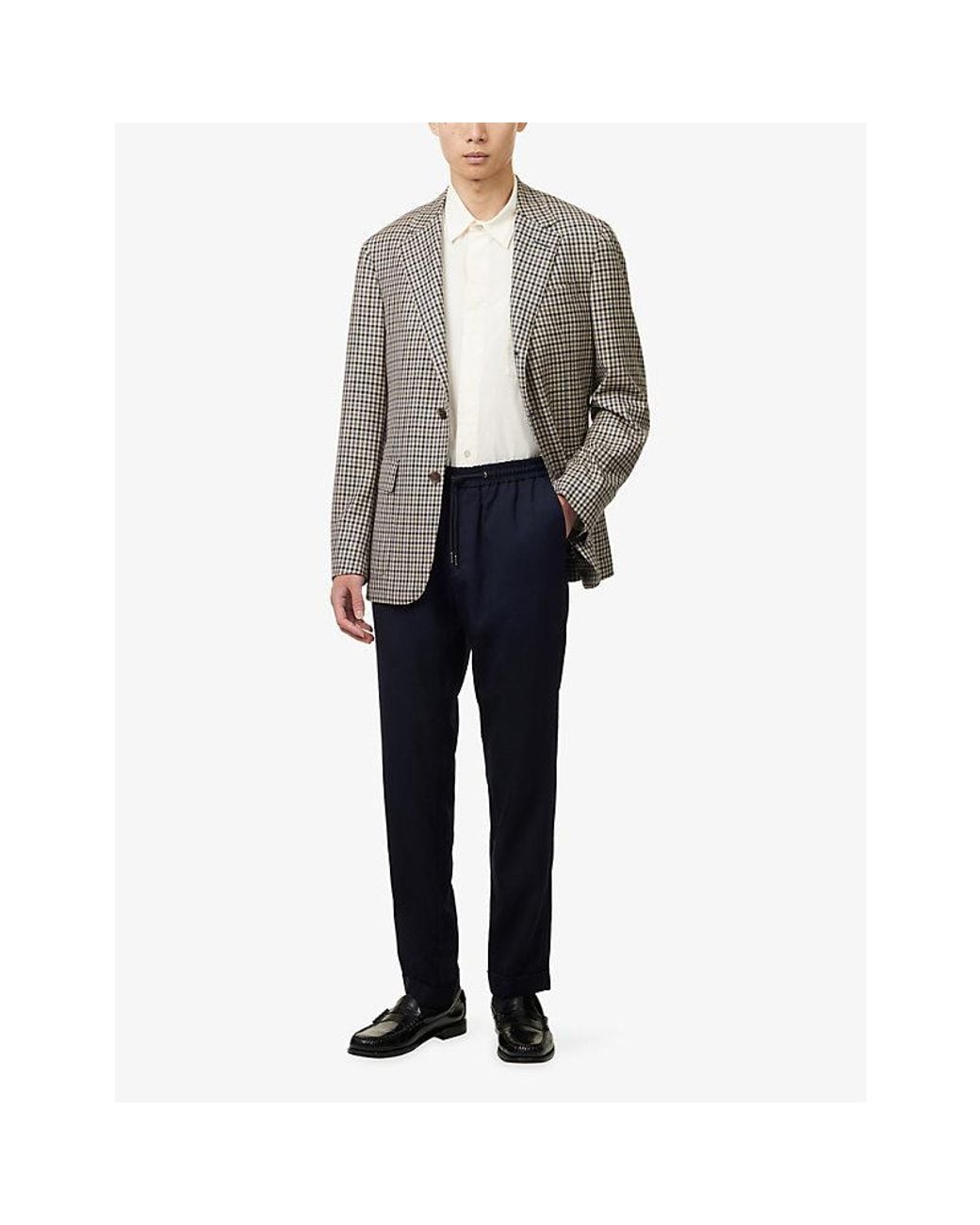 Dunhill Gray Checked Single-Breasted Wool Blazer for men