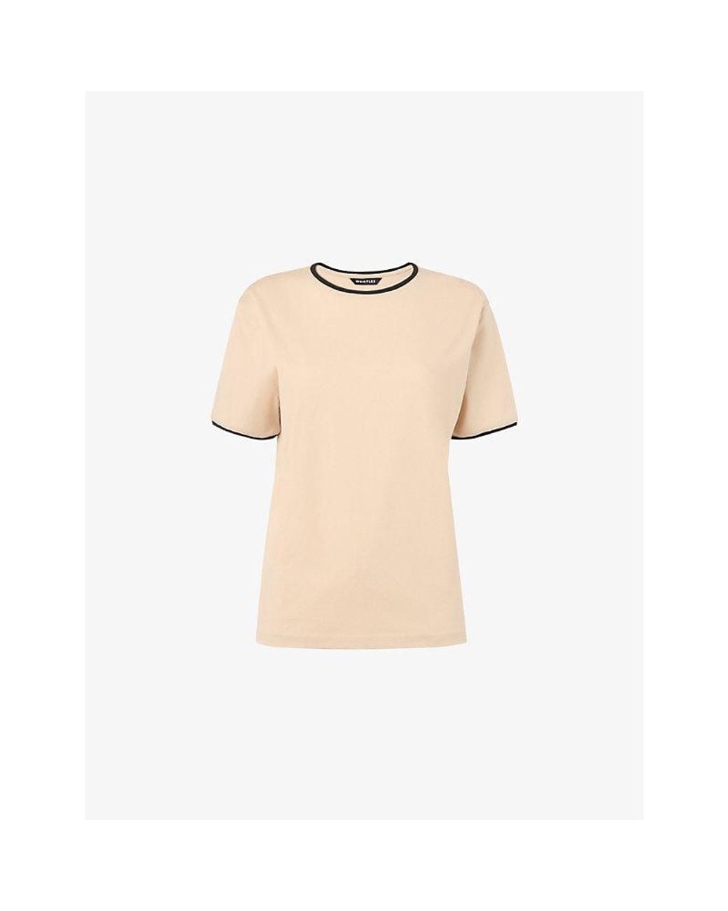 Whistles Natural Contrast-Piping Regular-Fit Cotton-Jersey T-Shirt
