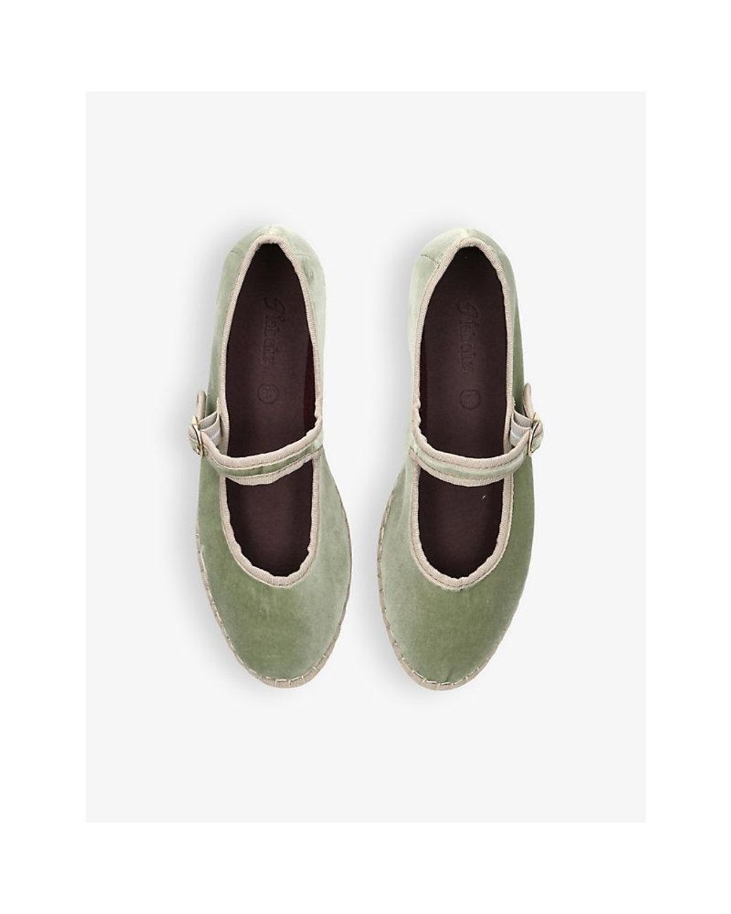 Flabelus Green Uta Single-Strap Cotton Mary Jane Flats