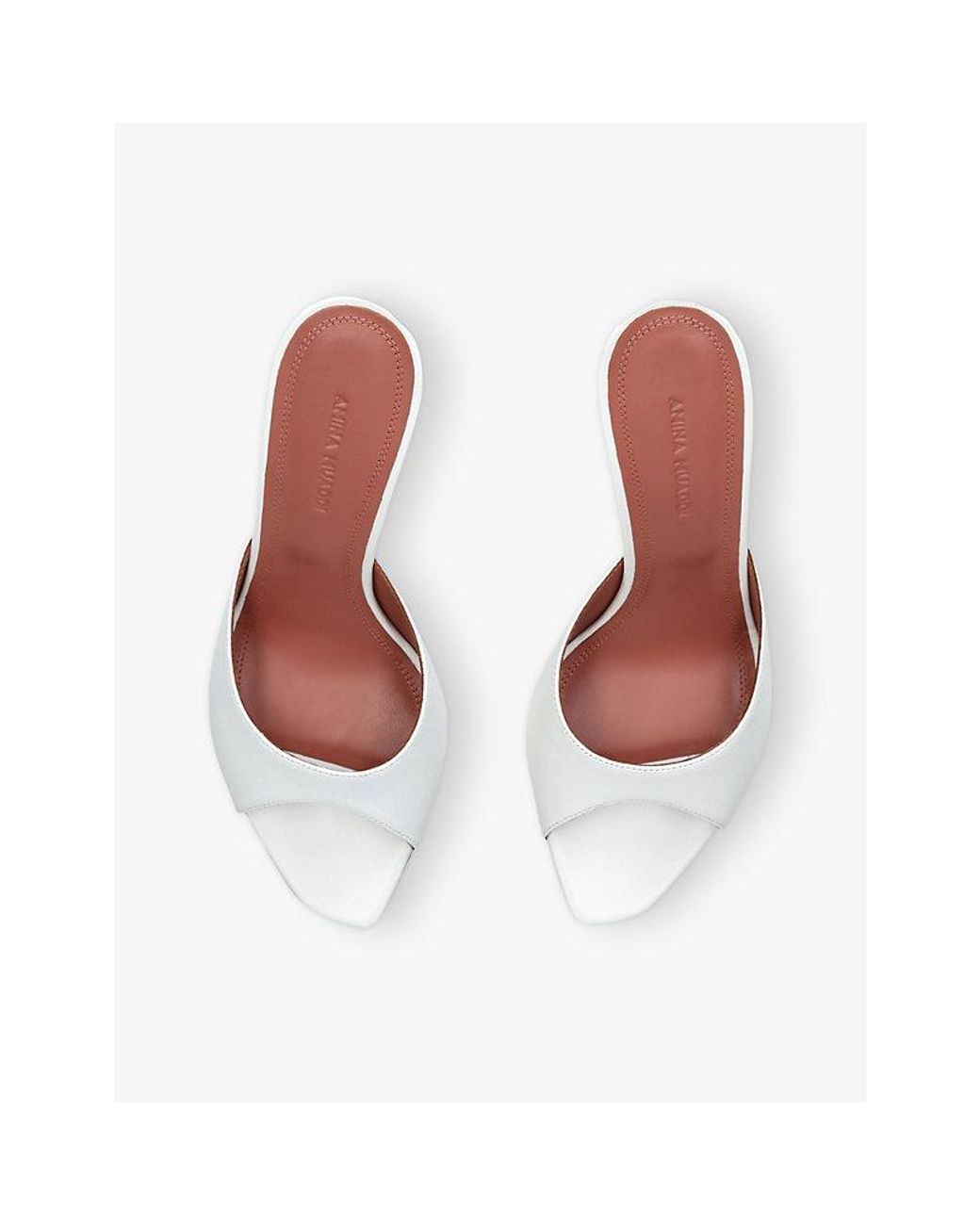 AMINA MUADDI White Alexa 95 Leather Heeled Mules