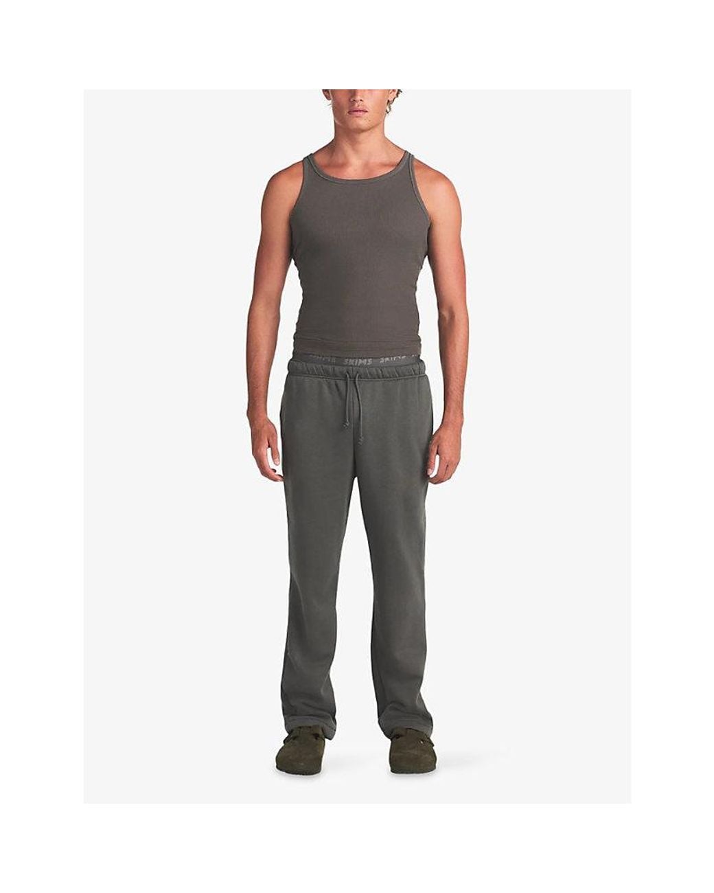 Skims Gray Fleece Lounge Classic Straight-Leg Cotton-Jersey Jogging Bottoms for men