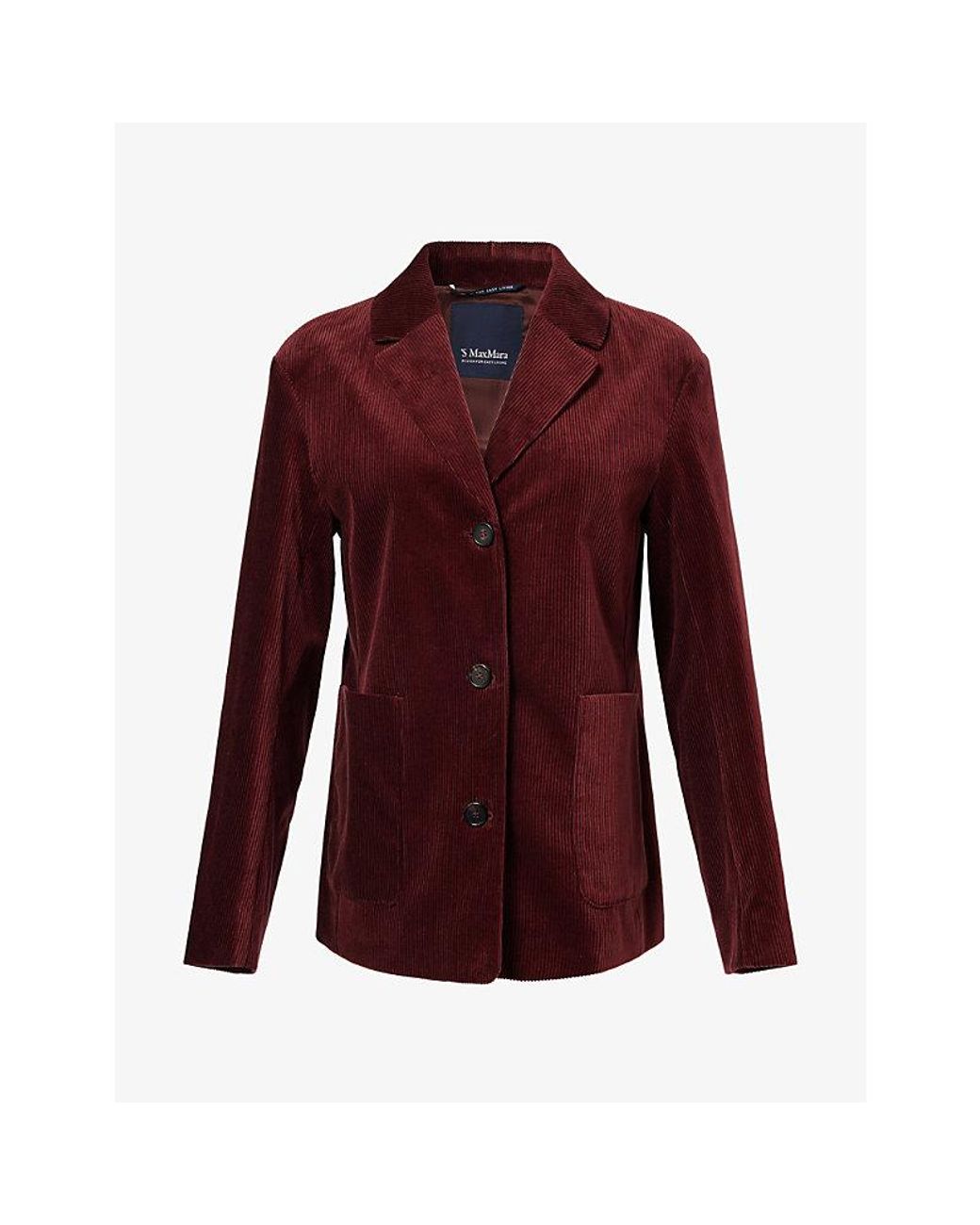 Max Mara Purple Maranta Rib-Knit Velvet Cotton Blazer
