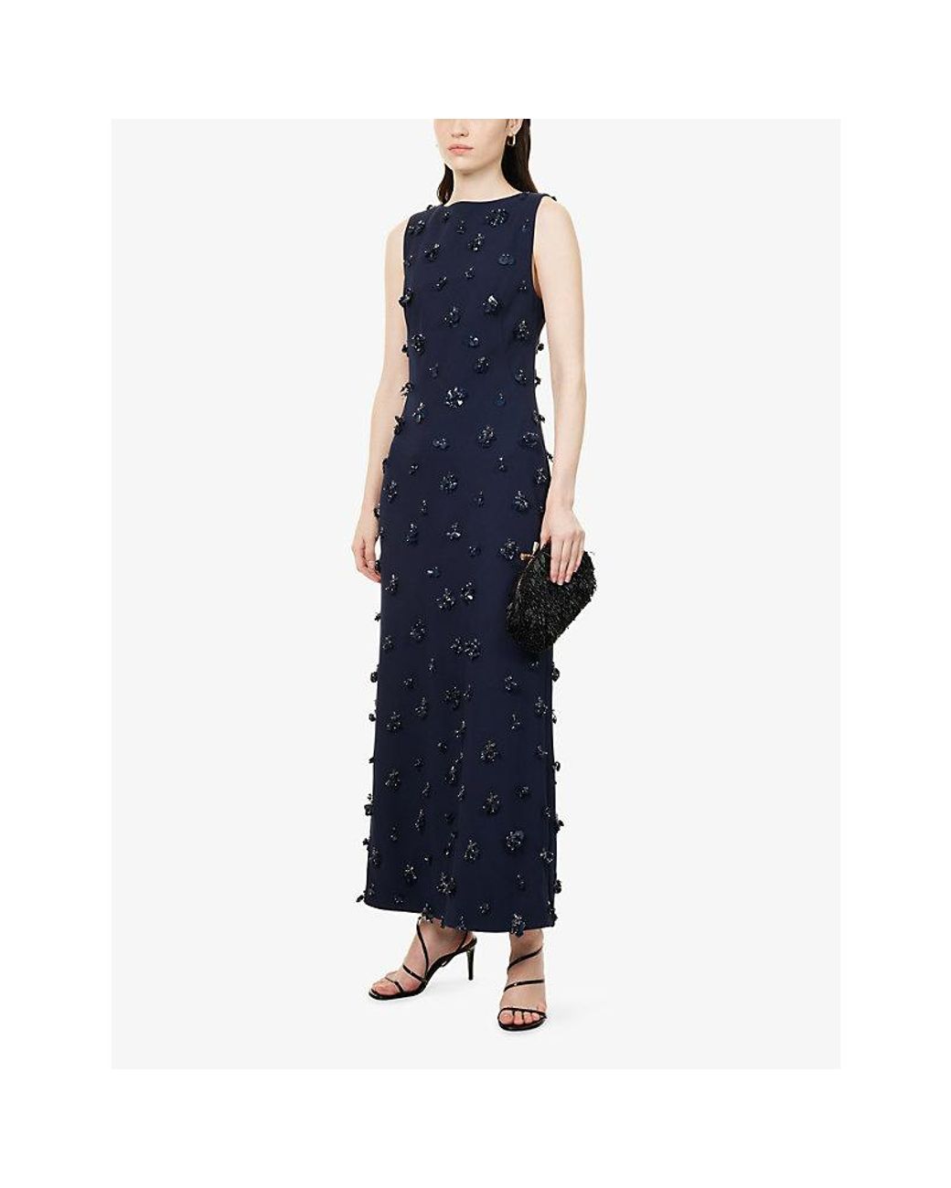 Jonathan Simkhai Blue Claudia Jewel-Embellished Woven Midi Dress