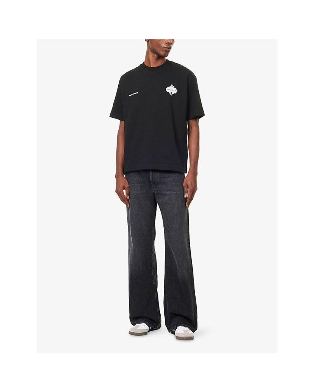 The Couture Club Black Motion-Blurred Emblem Short-Sleeve Cotton T-Shirt for men