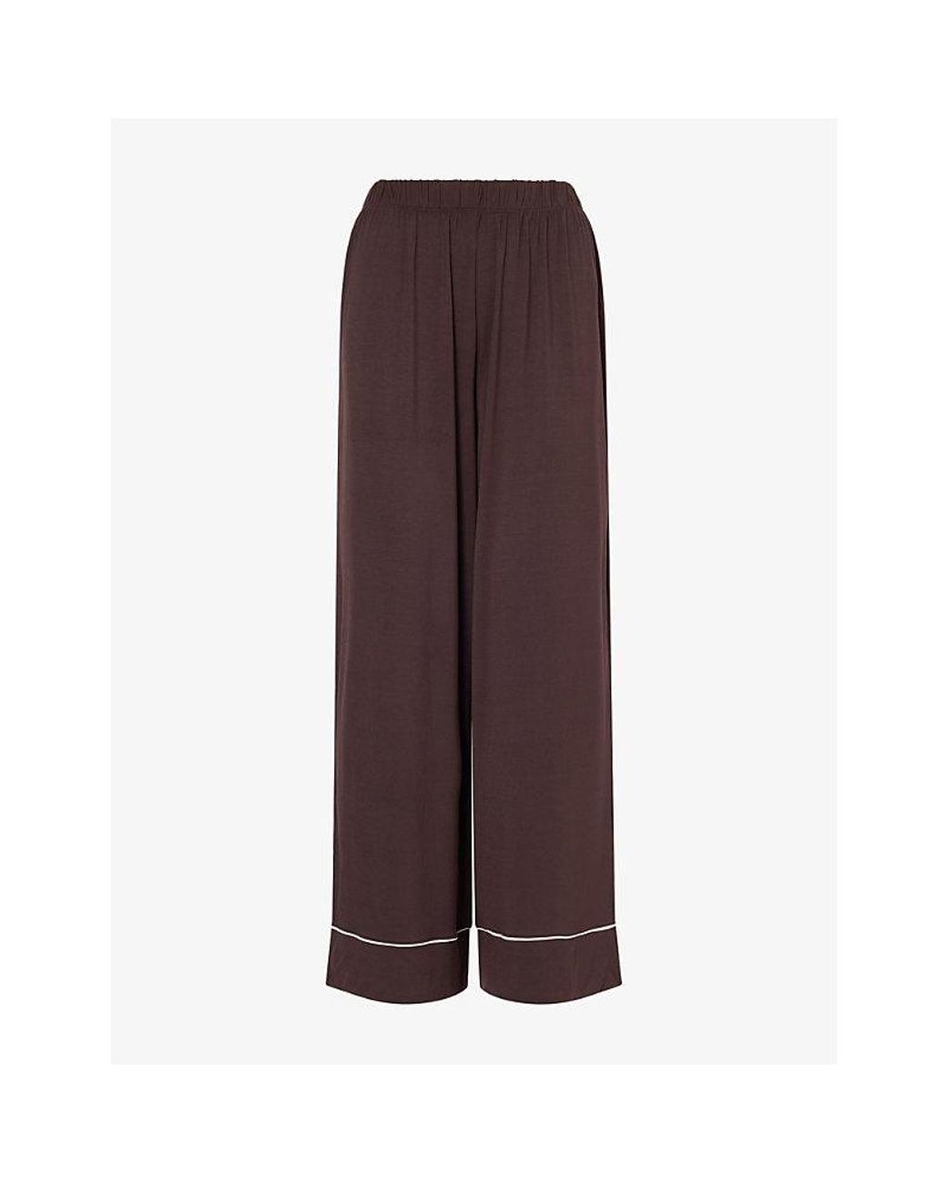 Lounge Underwear Brown Elasticated-Waist Stretch-Woven Pyjama Bottoms