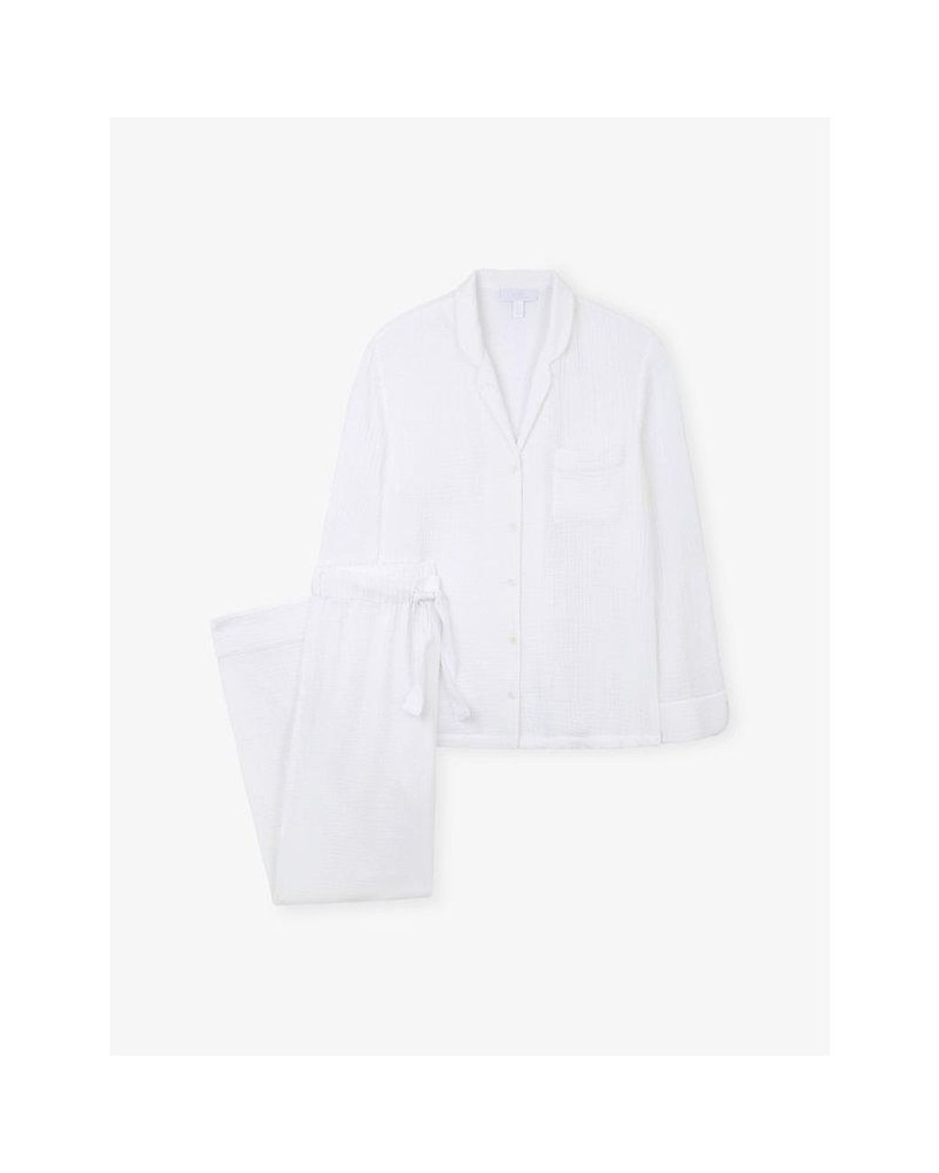 The White Company White Relaxed-Fit Stitched-Trim Cotton Pyjamas