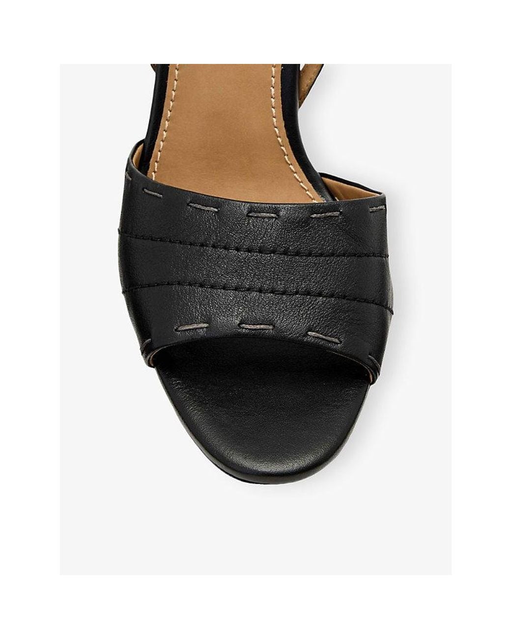AllSaints Black Lila Heeled Leather Sandals