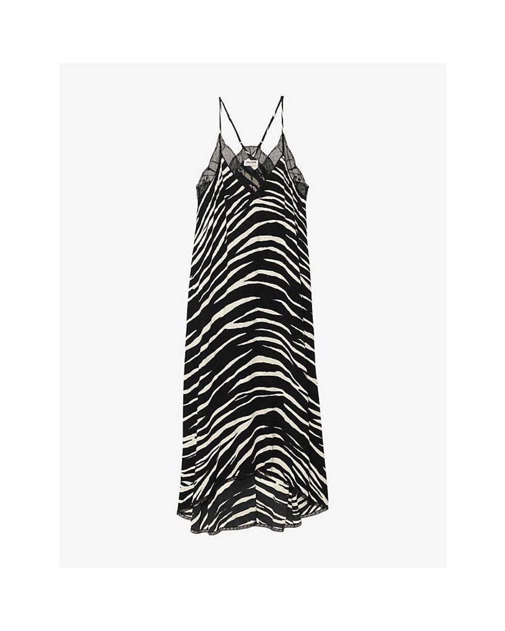 Zadig & Voltaire Black Risty Lace-Trim Woven Midi Dress