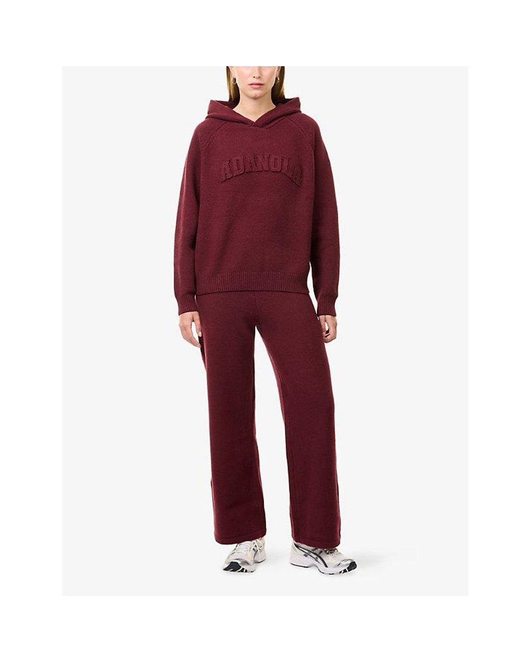 ADANOLA Logo-Embroidered Wide-Leg Knitted Jogging Bottoms