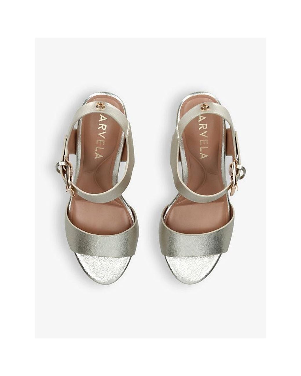 Carvela Kurt Geiger White Sadie 2 Metallic Faux-Leather Heeled Sandals