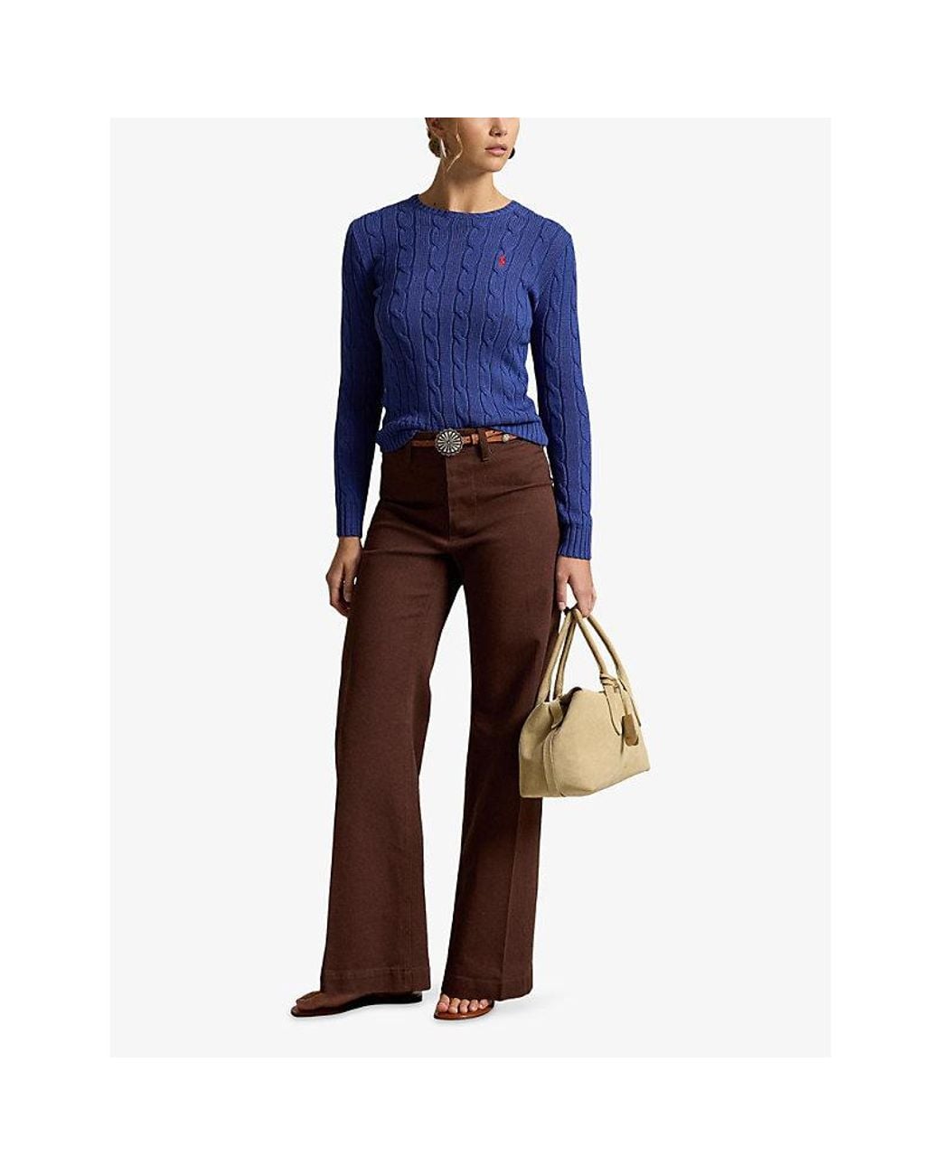 Polo Ralph Lauren Blue Julianna Cable-Knitted Cotton Jumper