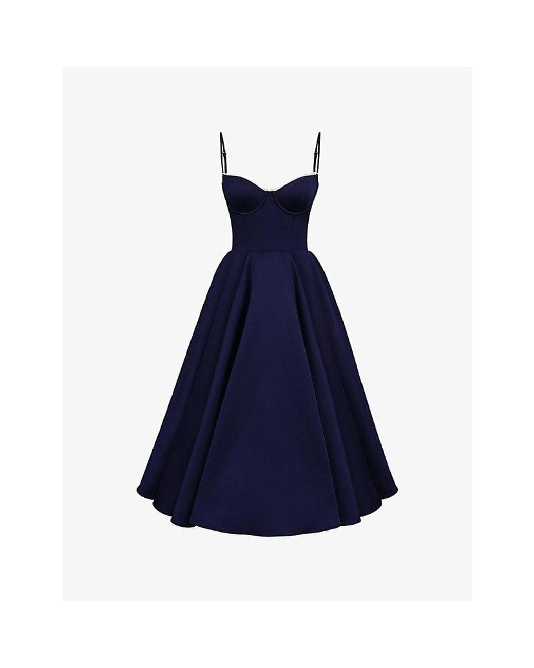 House Of Cb Blue Mademoiselle Floral-Print Stretch Cotton-Blend Midi Dress Xs (A-C Cup)