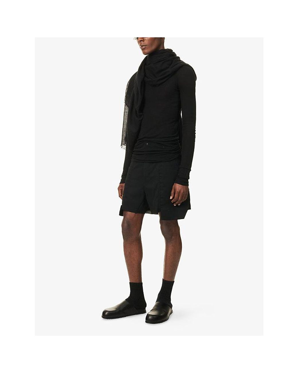 Rick Owens Black Stefan Wool Cargo Shorts for men