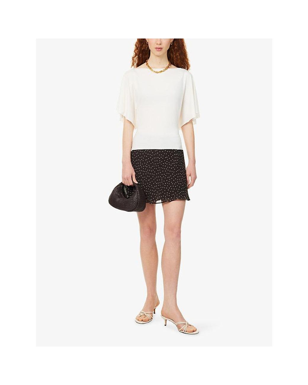 Reformation White Avery Boat-Neck Stretch-Jersey Top