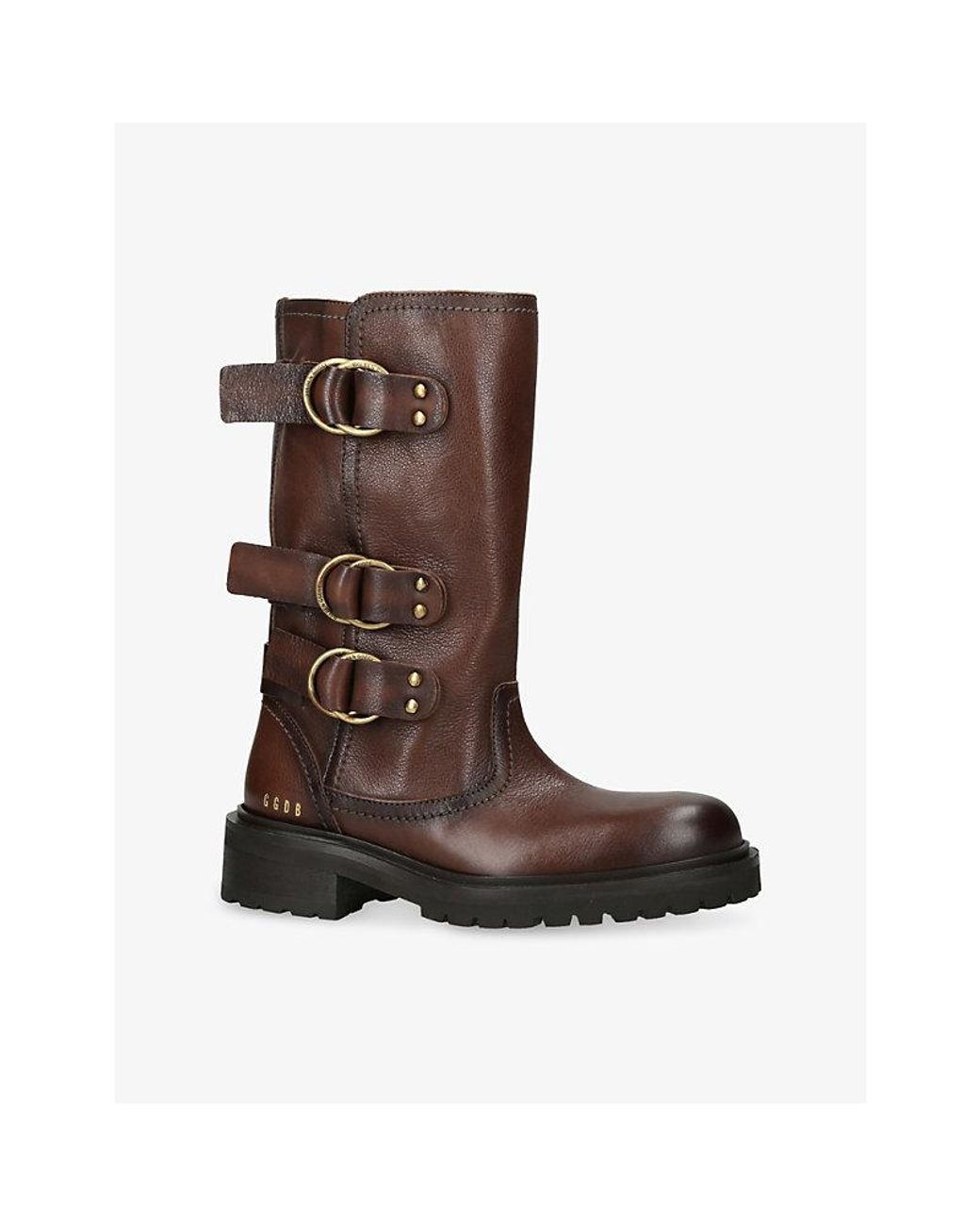 Golden Goose Deluxe Brand Brown Kurt Buckle Leather Biker Boots