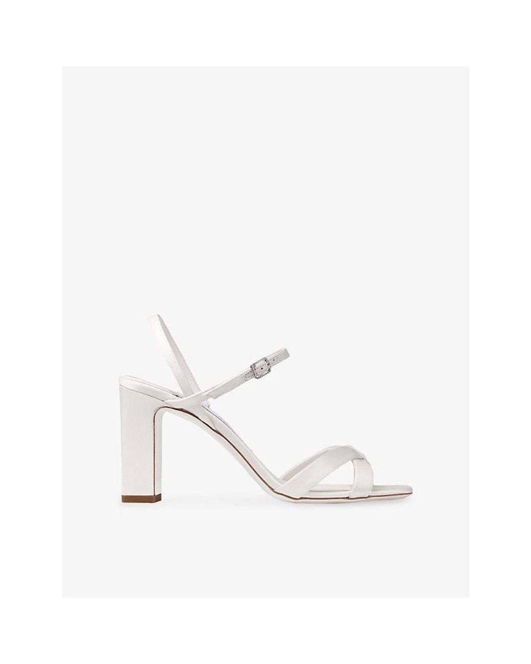 Jimmy Choo White Elsy 85 Satin Sandals
