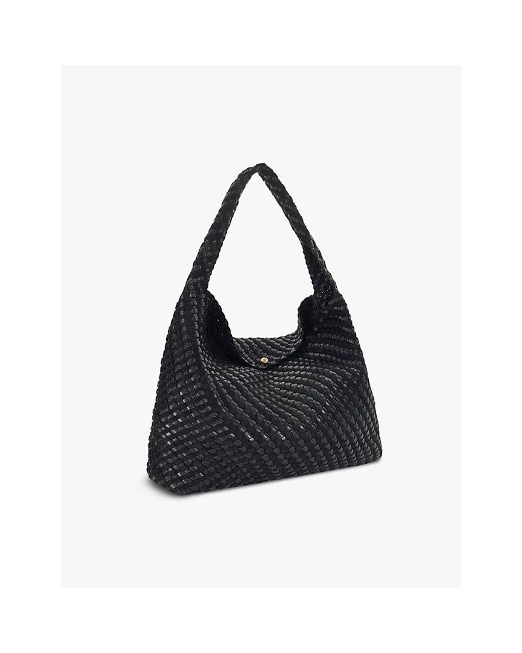 Dune Black Deliberate Extra-Large Woven Shoulder Bag
