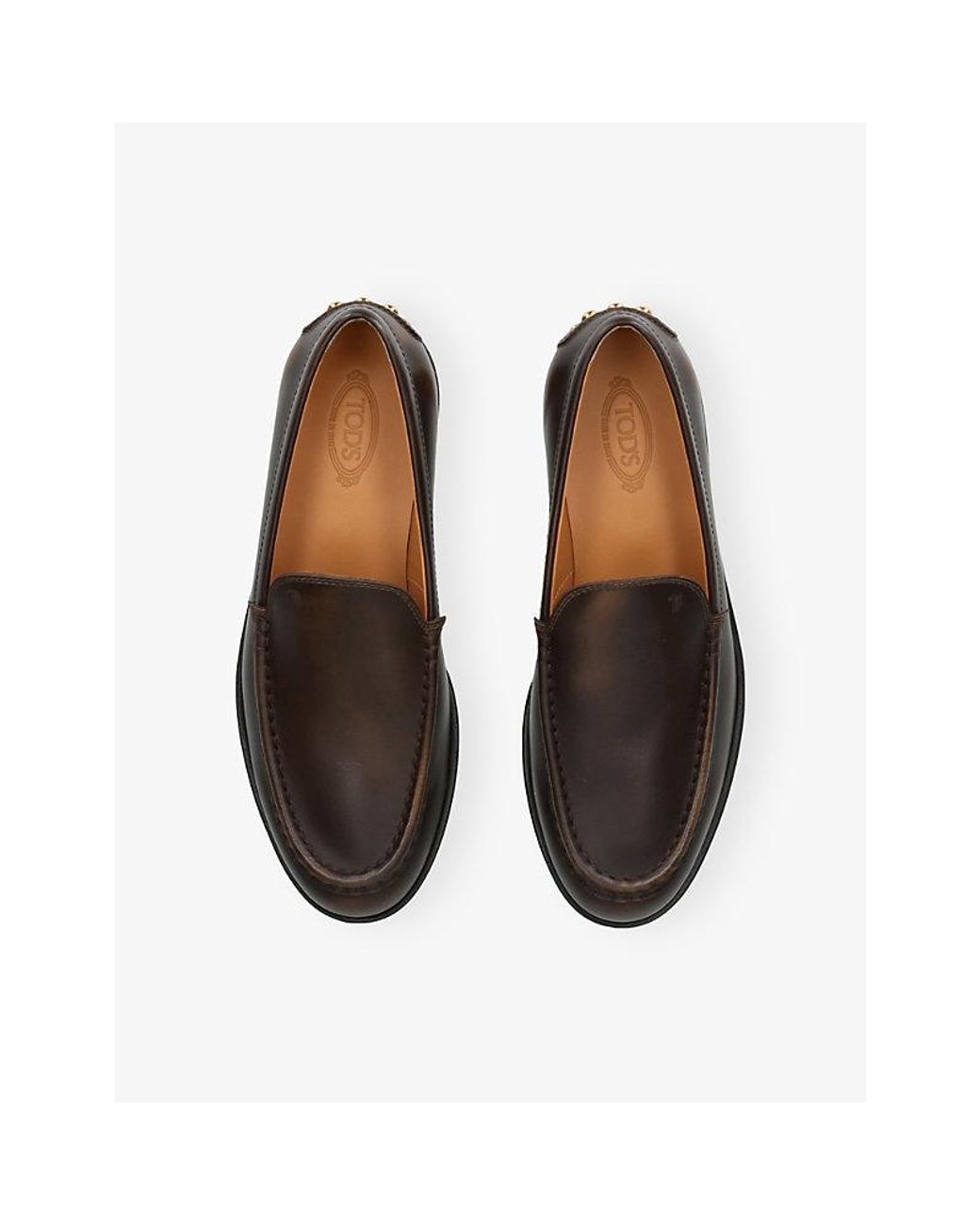 Tod's Brown Branded Leather Loafers