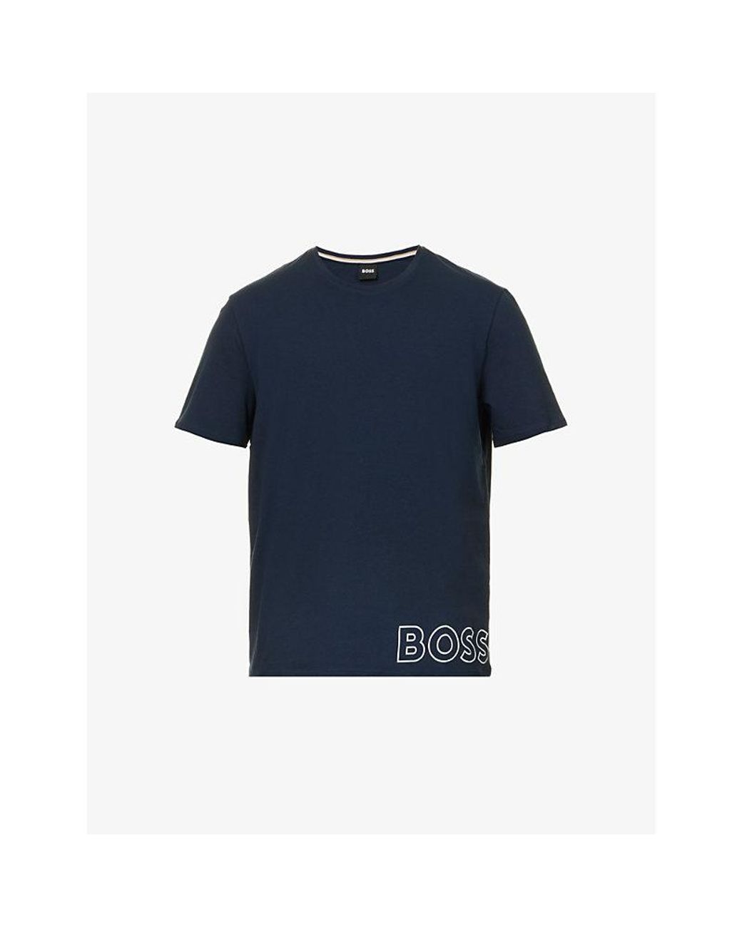 BOSS by HUGO BOSS Identity Logo-print Regular-fit Stretch-cotton T-shirt in  Blue for Men | Lyst