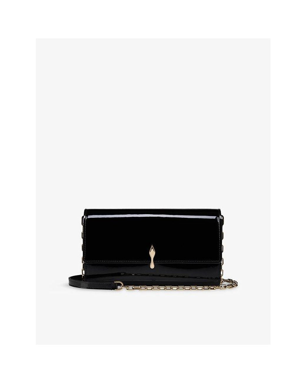 Christian Louboutin Black Bettina Patent-Leather Wallet-On-Chain for men