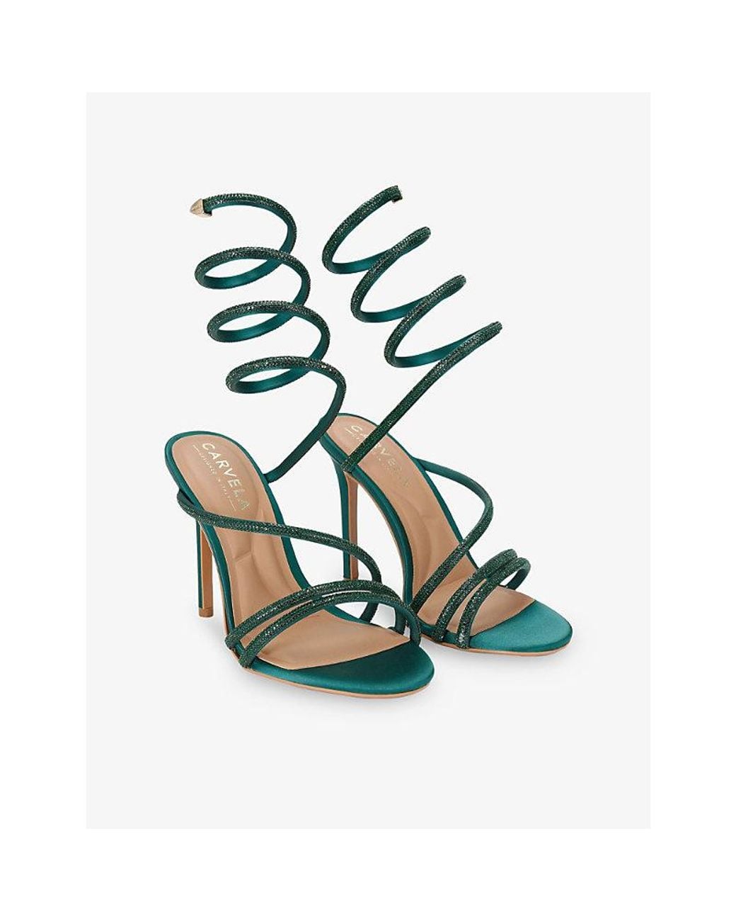 Carvela Kurt Geiger Green Spiral 105 Woven Heeled Sandals