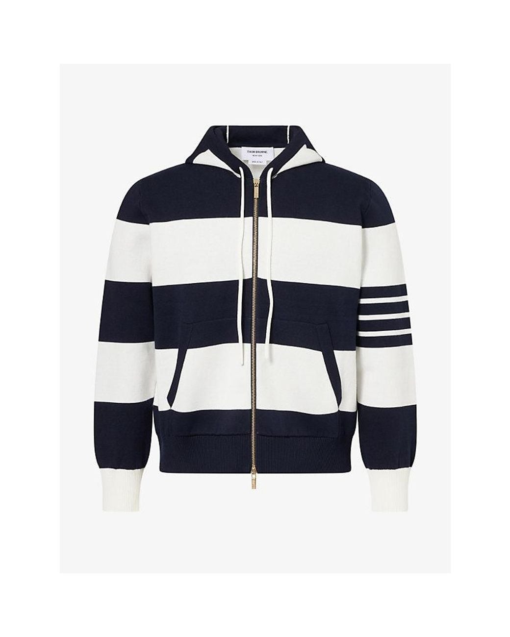 Thom Browne Blue Hector Striped Cotton-Blend Hoody for men